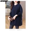 Dimanaf Autumn Women Plus Size T-Shirt Casual Lady Tops Shirts Tunic Clothing Oversize Loose Solid Long Sleeve Sweatshirts