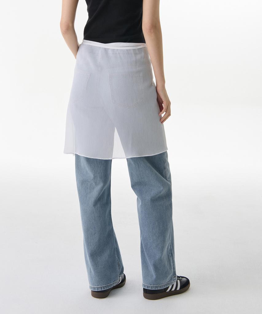 Musinsa Standard Woman Women'S Sheer Crinkle Layered Wrap Skirt_Short [White]