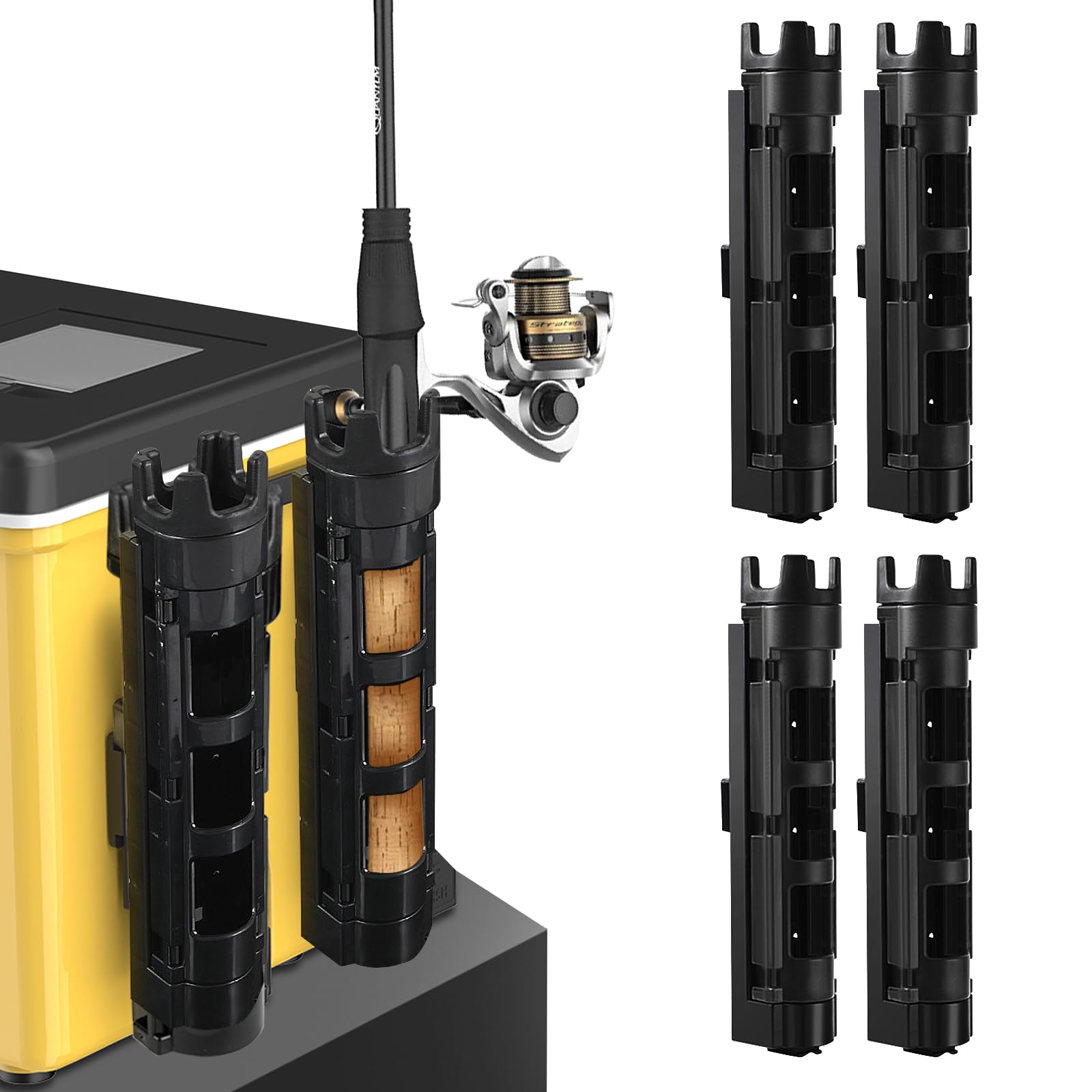 Успокаивающие подставки для удочек, Набор из 2 шт., Держатели для удочек, Совместимы с ящиками для снастей, Стойки для удочек, Хранение, Инструменты, Держатели для удочек для ящика-холодильника (4шт)