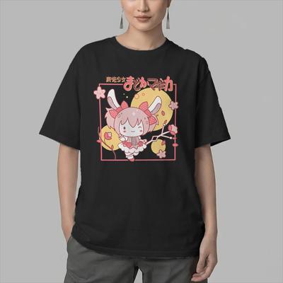 Men Kawaii Bunny Madoka T Shirt Puella Magi Madoka Magica Anime 100% Cotton Clothes Short Sleeve Round Neck Tees Gift T-Shirt