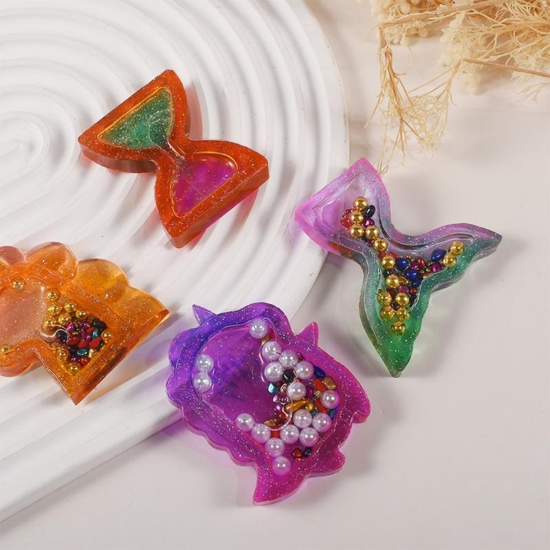 Hourglass Keychain Silicone Mold Epoxy Resin Casting Dinosaur Charm Molds Craft