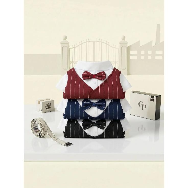 Polyester Haustierkleidung Teddy Hundekleidung Frühling Sommer Haustierjacke Katzenkleidung Weinrot Marineblau Schwarz Hundemantel mit einer Fliege