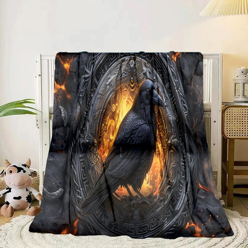 Eerie Raven Skull Artwork Blanket Flannel Blanket Throw Blanket Sofa Cover Blanket Soft Premium Blanket Picnic Blanket Tv Blanket Gifts