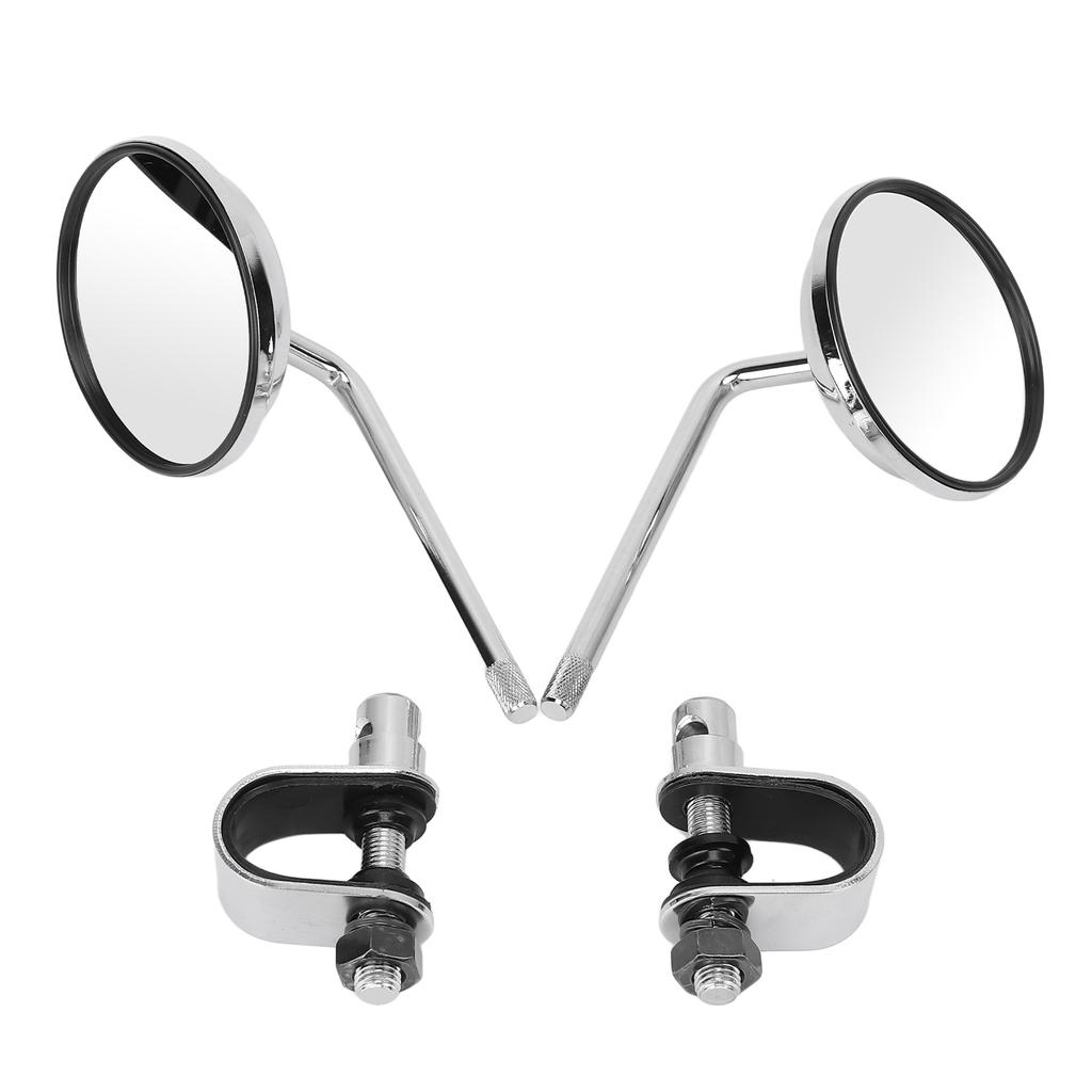 1 Pair Motorcycle Rearview Side Mirrors Adjustable Round Handlebar Clip On Mirror Mirror