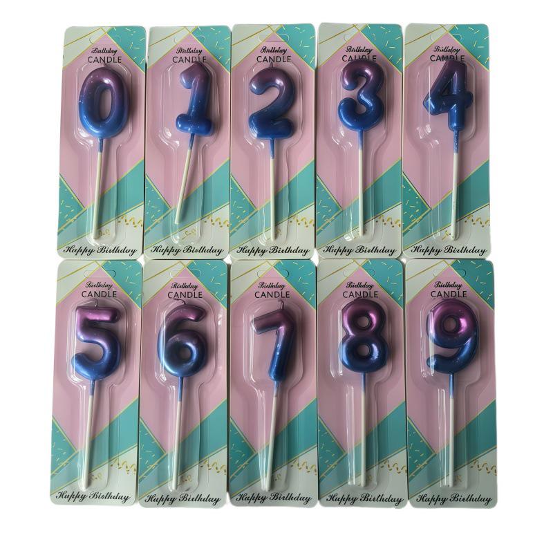 Retro Pink Cartoon Number Candles for Birthday Cakes (0-9) with Chocolate Drip Design