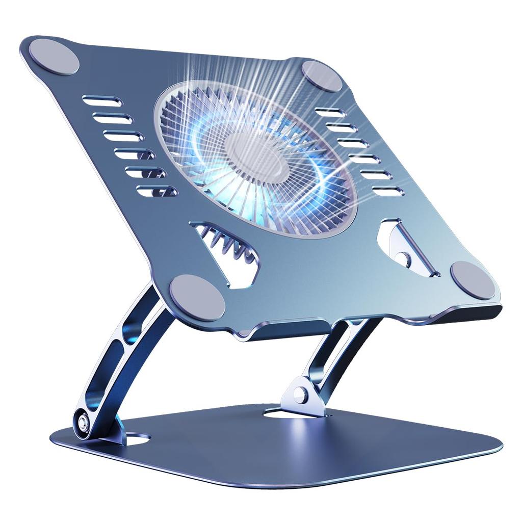 Laptop Stand V5.0 Electric Fan with 3 Speed Fan, Adjustable Height Laptop Stand, Ergonomic Foldable Laptop Cooling Pad for 10-15'' - Silver