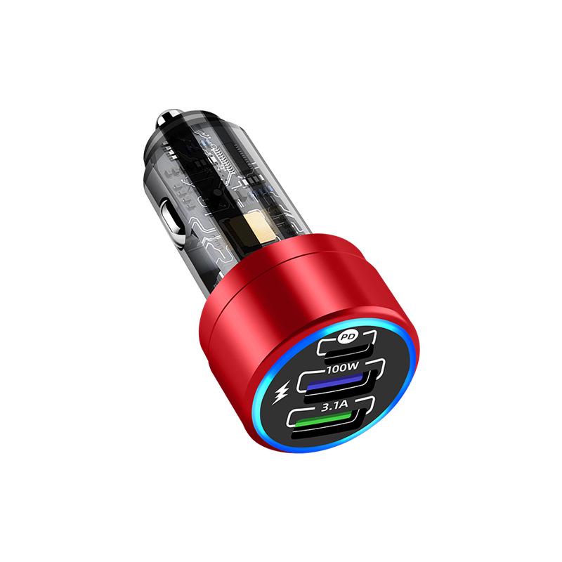100W Super Fast Aluminum Alloy Car Charger with PD+QC3.0 for Mobile Phones