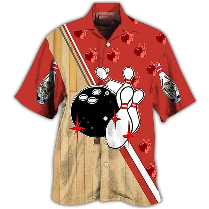 Nuova Camicia da Uomo con Stampa 3D Motivo Bowling Vintage Classica Camicia Street Oversize Uomo Donna Abbigliamento Blusa