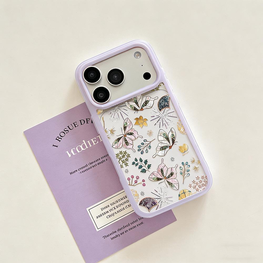 

Butterfly Design Transparent Ceramic iPhone 15/14 Case: Drop-proof, Compatible with Apple Pro Max 16/17. iPhone 15