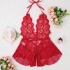 Women's Hollow Crotchless Bodysuit Slim Fit Erotic Mesh Lace Jumpsuit Bodysuit Summer Sexy Fashion Sleepwear Dress