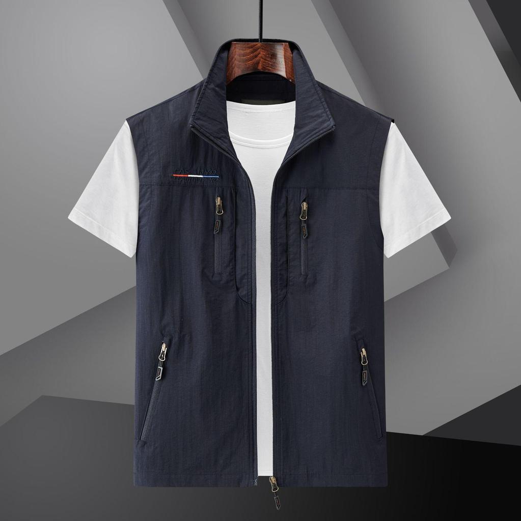 Men's Multi-Pocket Quick-Dry Vest for Spring, Summer, and Autumn. Thin Workwear Waistcoat In Large Sizes.