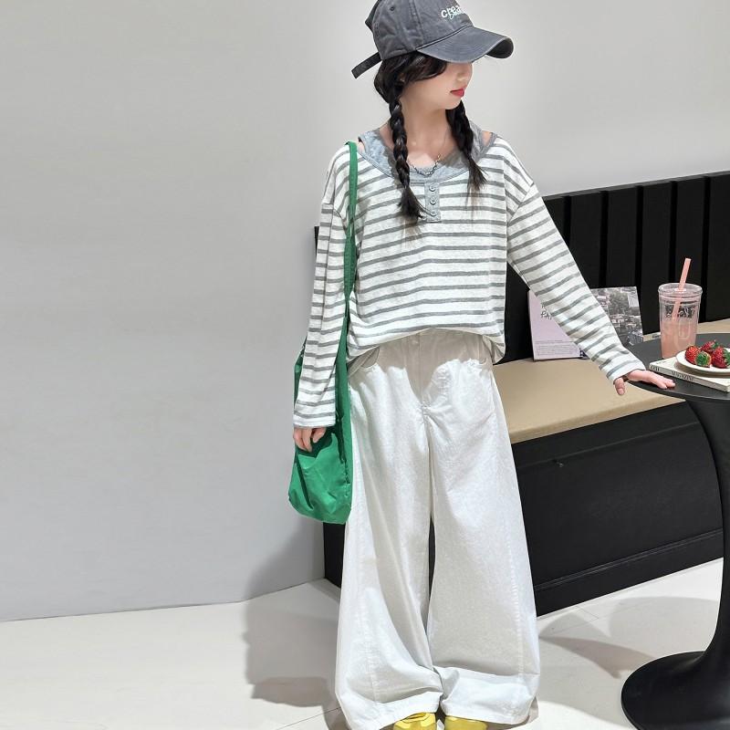 Girls 3-Piece Striped Vest T-Shirt Pants Set Fall Casual Outfits Kids