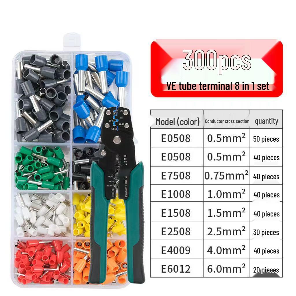 Kaldpresset kobberterminalsett med krympetang og bryterpanel