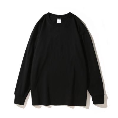 Autumn and Winter Men's Cuff Thread Solid Color Light Plate Long-sleeved T-shirt Loose Base Shirt Men