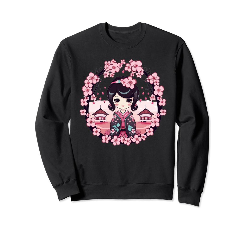 Cute cherry blossom kokeshi doll I Kokeshi sweatshirt
