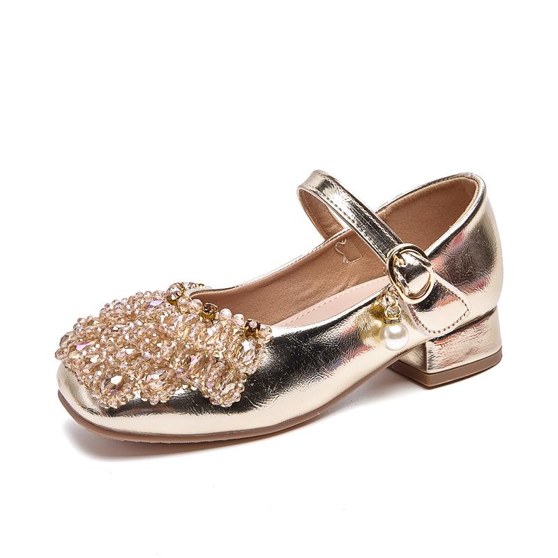 2026 New Girls' High Heel Princess Shoes Spring and Autumn Children's Leather Shoes with Square Head Single Shoes