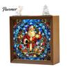 Decorative Room Lighting Christmas Acrylic Puzzle Night Light with Wooden Frame, DIY Stained Glass Style Creative Gift for Kids Jigsaw Lamp
