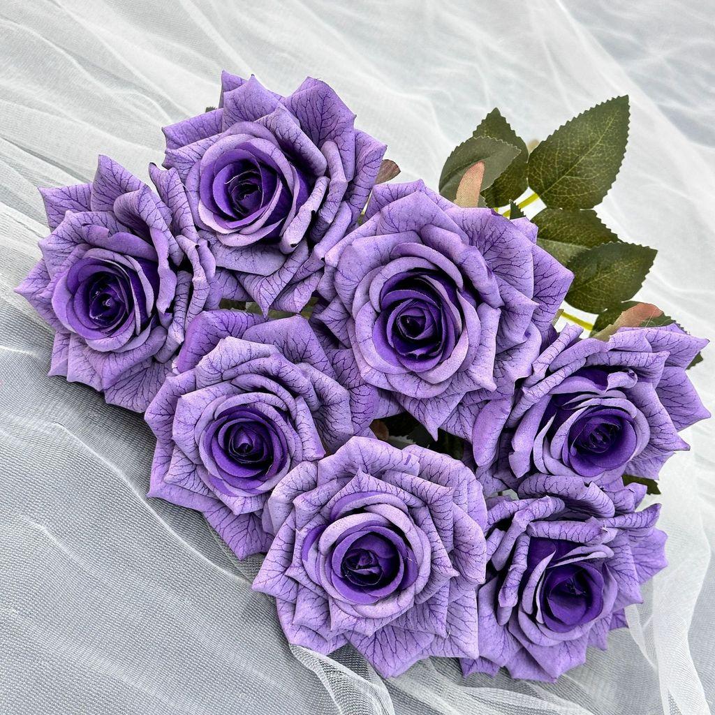 Rose Wedding Decor Artificial Silk Flowers With 7head Design For Bridal Ceremony And Photography