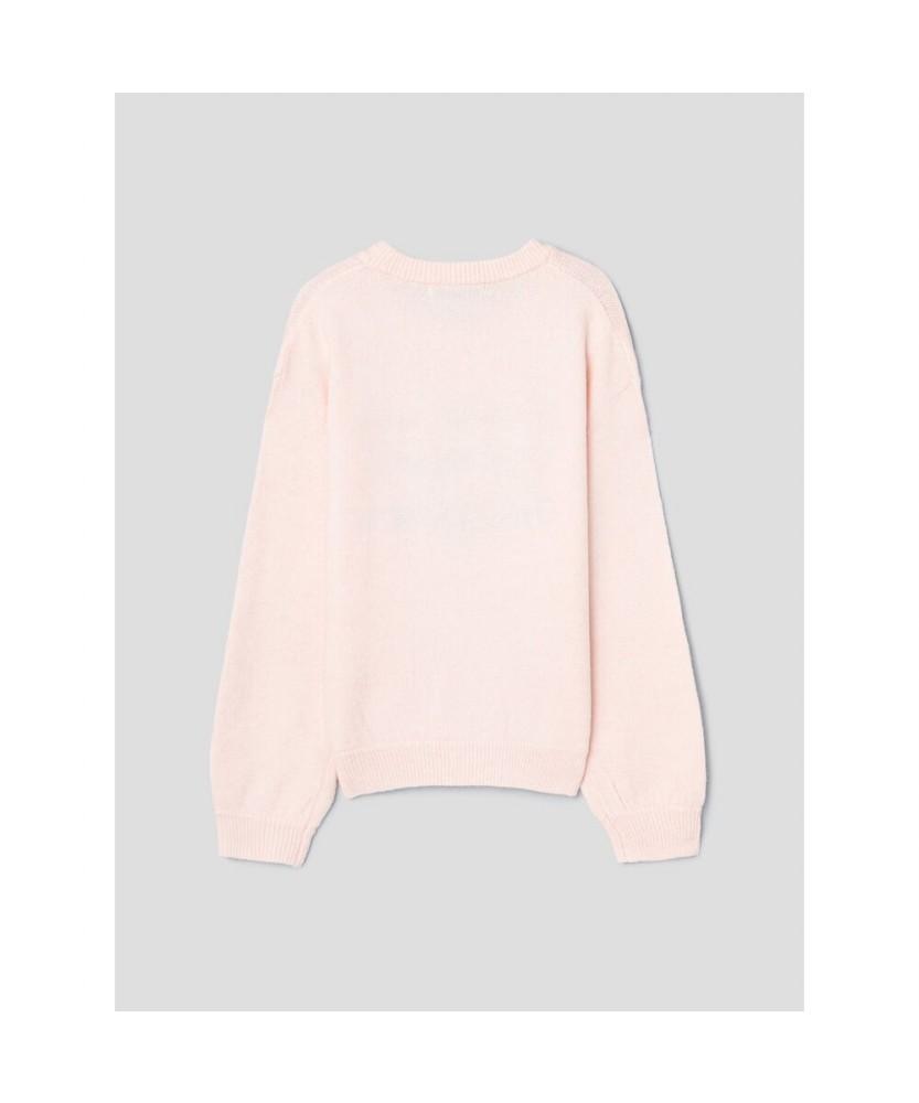 8seconds Text Jacquard Round Pullover Light Pink