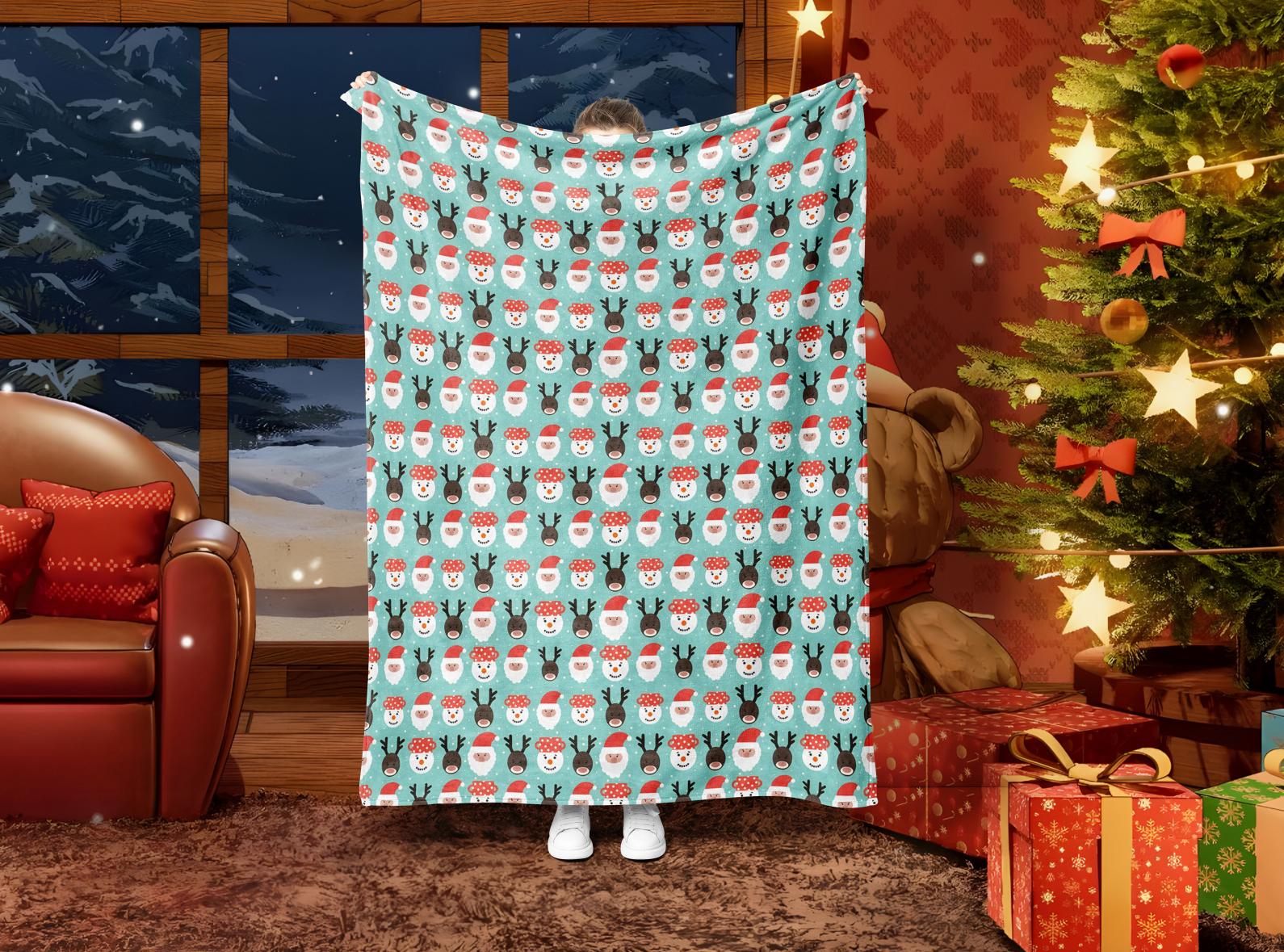 

1PC Festival Throw Gifts Blanket Cedar Xmas Flannel Blankets Warm Soft Gifts For family friends for Sofa Couch all season use 75cmx90cm