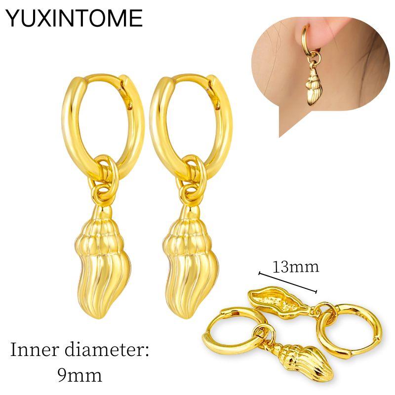 925 Sterling Silver Needle Vintage Square Round Pendant Earrings For Women Crystal Shell Geometric Earrings Fashion Jewelry