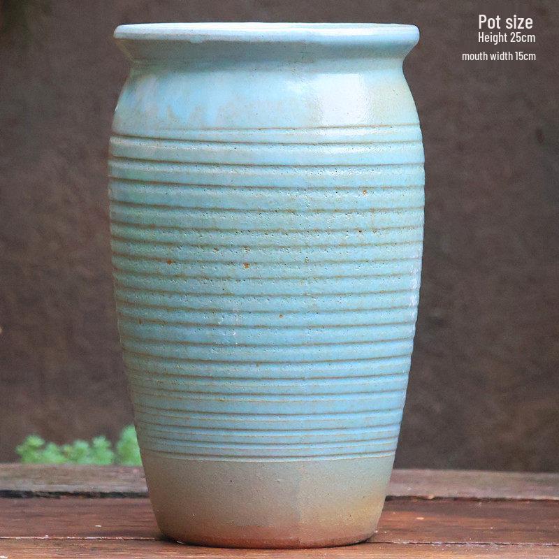 Handmade Coarse Ceramic Succulent Planter, Orchid Breathable Zisha Pot, Old Tree Design, Tall Rose Pot.