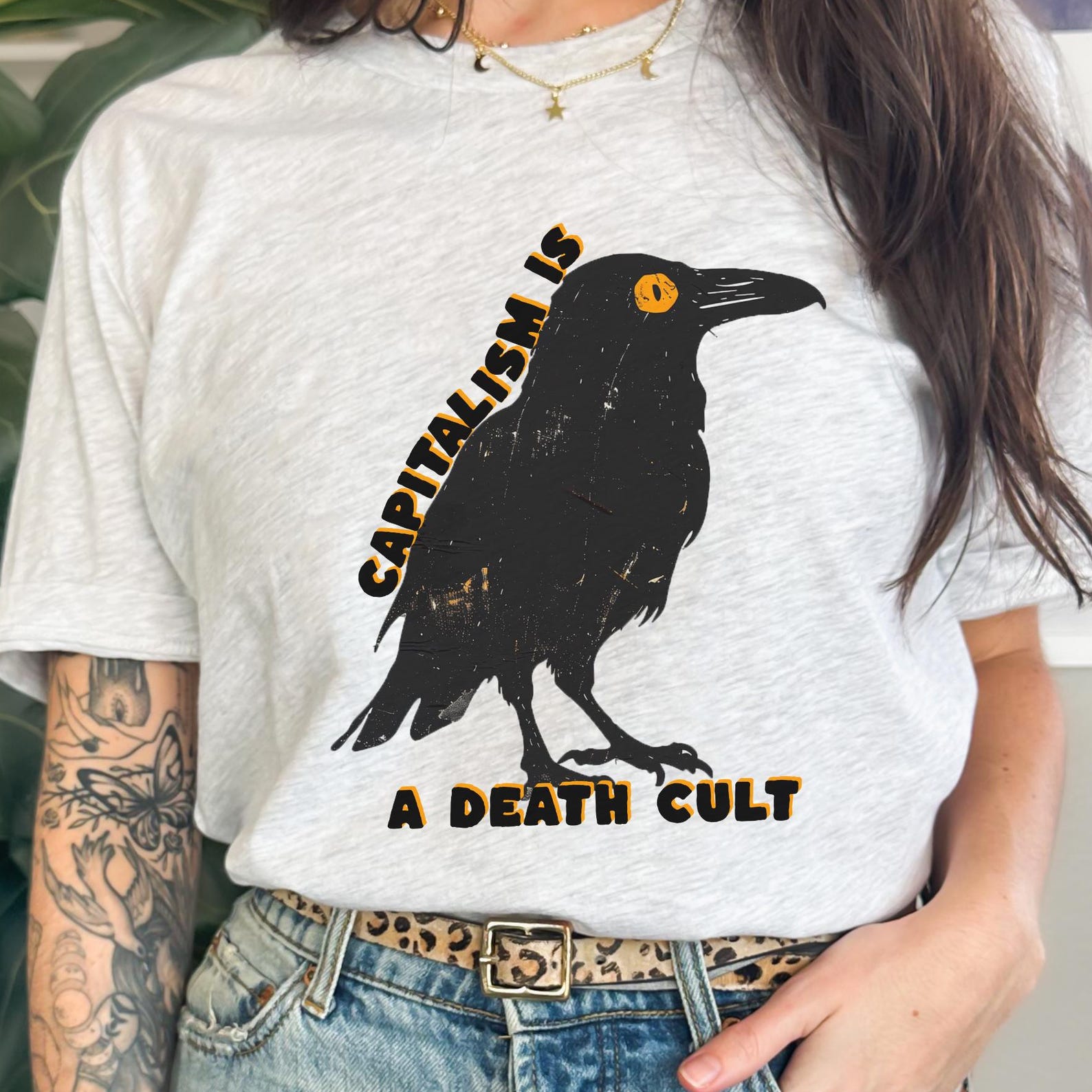Vintage Crow Anti-Capitalist Tee: Activist Graphic Shirt S