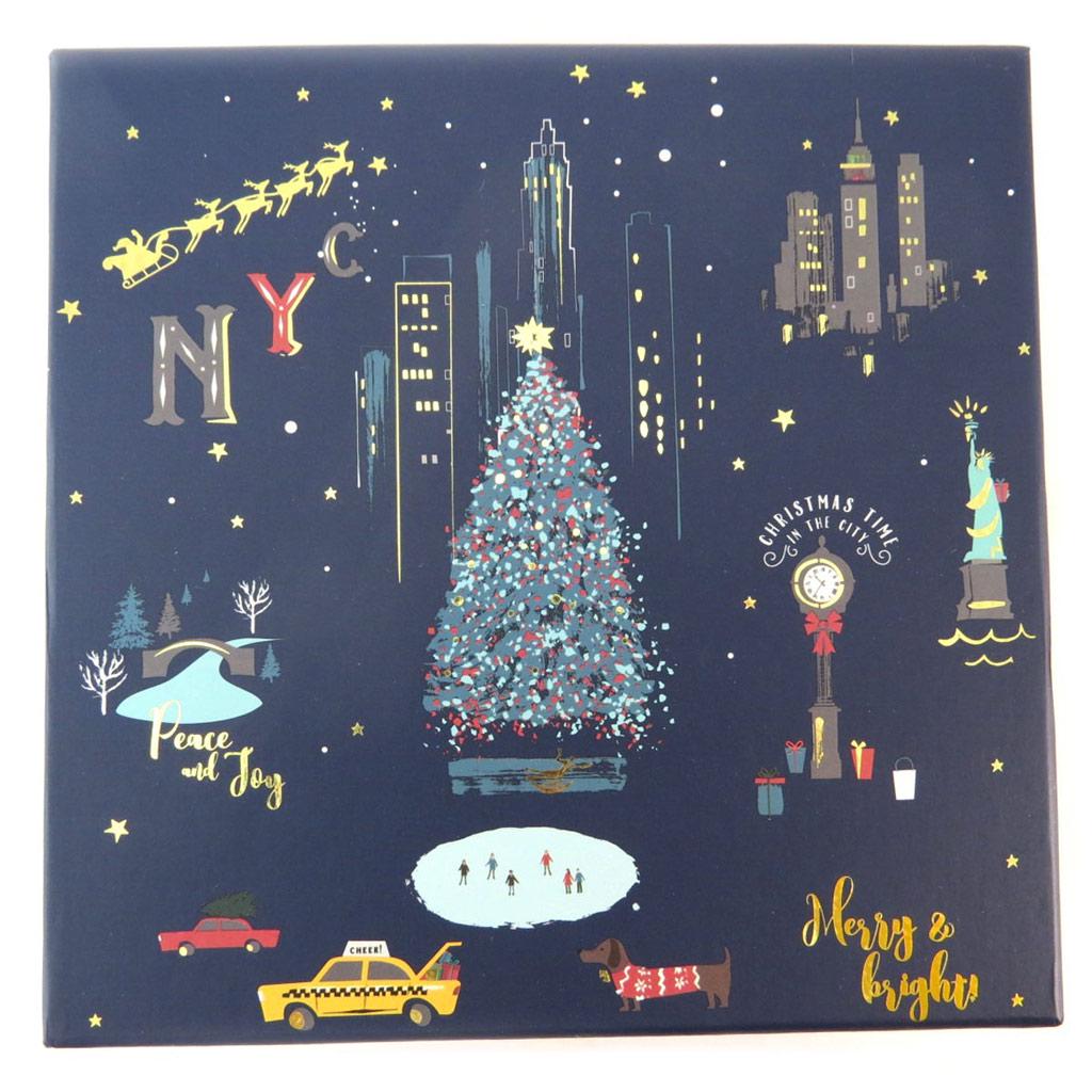 Les Trésors De Lily [P5718] - Set of 3 Nesting Boxes 'Christmas In Paris' Red Blue Black - 18.5x9 Cm