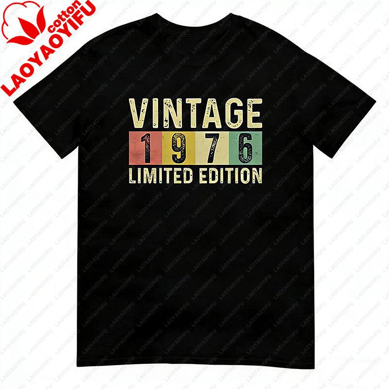 Vintage 1976 for Women Men 50th Birthday Meaningful Gifts TShirt Summer Fashion Casual Comfort Soft Cotton Tee Print Shirt Tops