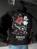 Japanese Dragon God Hoodie, Ukiyo-e Dragon Sakura Art Back Print Pullover Sweatshirt, Unisex Casual Streetwear Long Sleeve Hooded Tops for Men Women