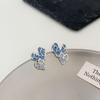 Orecchini Retro Irregolari Cuore Blu Argento S925 - Design Trendy di Alta Gamma a Colori a Contrasto