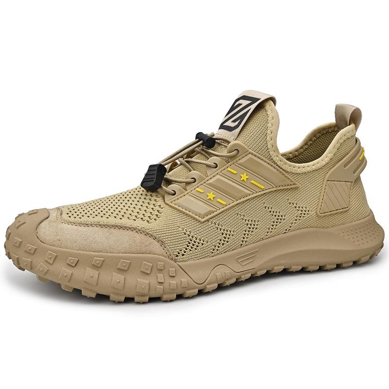 

2025 new men s shoes summer mesh breathable outdoor trendy shoes men s casual sports shoes versatile soft sole one pedal 44 песочный