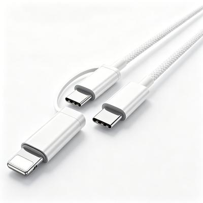 2In1 Fast Charging Data Cable USB C To Lightning USB C To USB C Data Transfer Cord for Samsung S21 S20 S10 Note 10 iPad Pro MacBook Pro, Google Pixel
