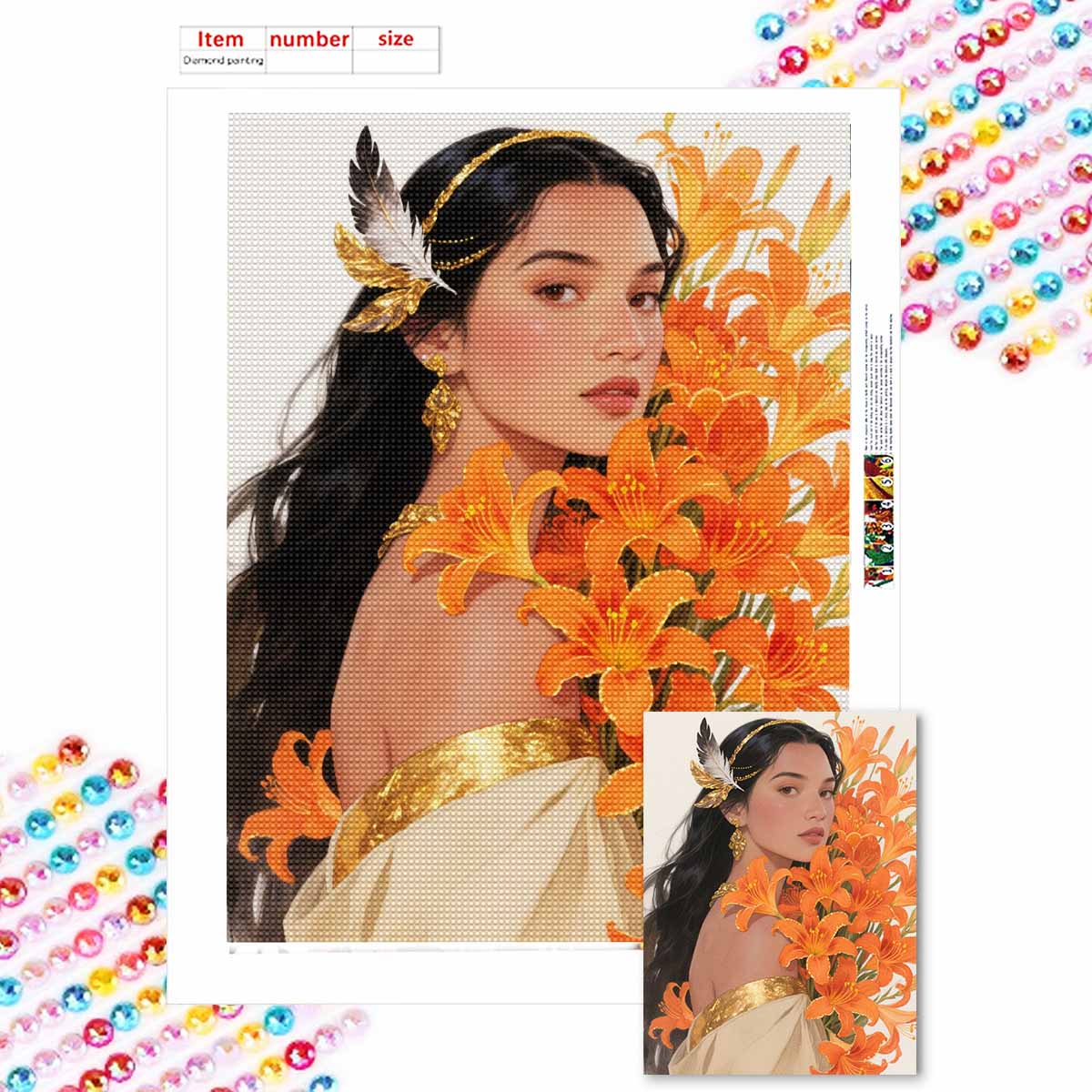 

Алмазная мозаика Красочная алмазная живопись Цветы и принцессы Полная круглая вышивка Мультяшные креативные хобби Настенный декор Round 20x30cm