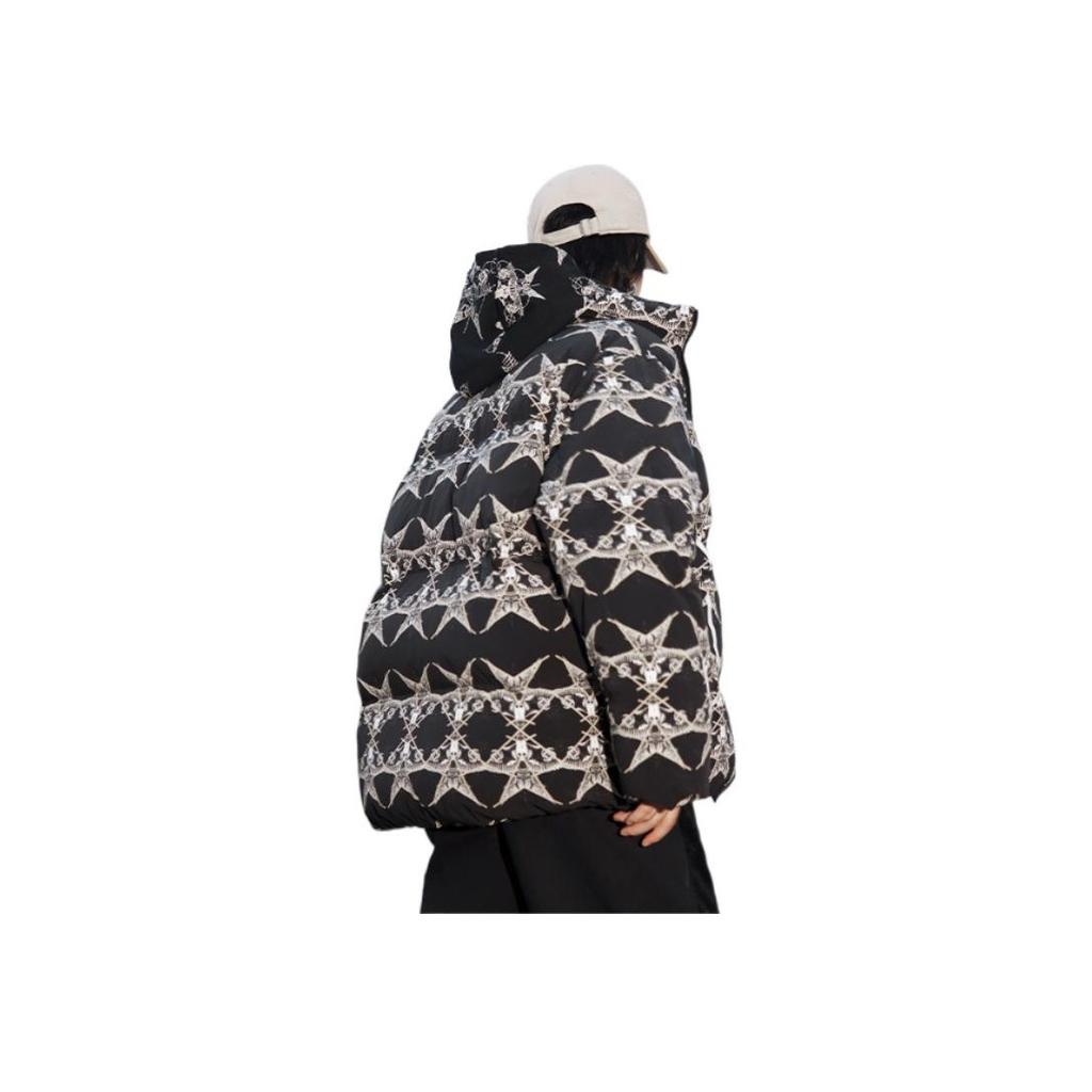 Li Ning CF Su Series Dream Chasing Theme Full Print Stehkragen Daunenjacke Unisex Jacke Schwarz AYMS396-4