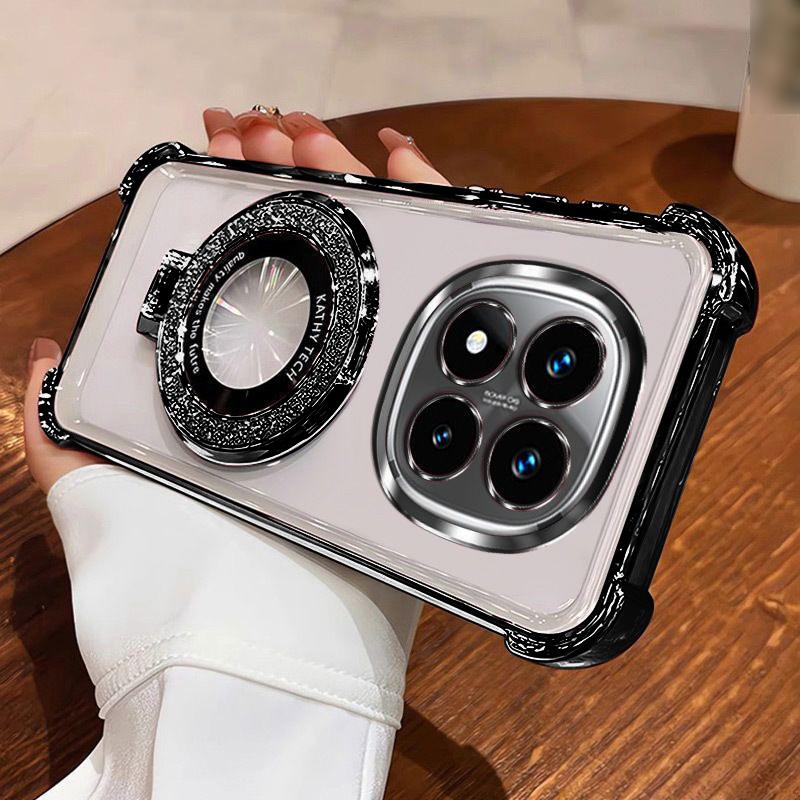 Nárazuvzdorný pokovený magnetický držák pouzdro na telefon pro Xiaomi Redmi Note 14 15 Pro Plus 15 15C 14C 14S 4G 5G Měkký silikonový kryt