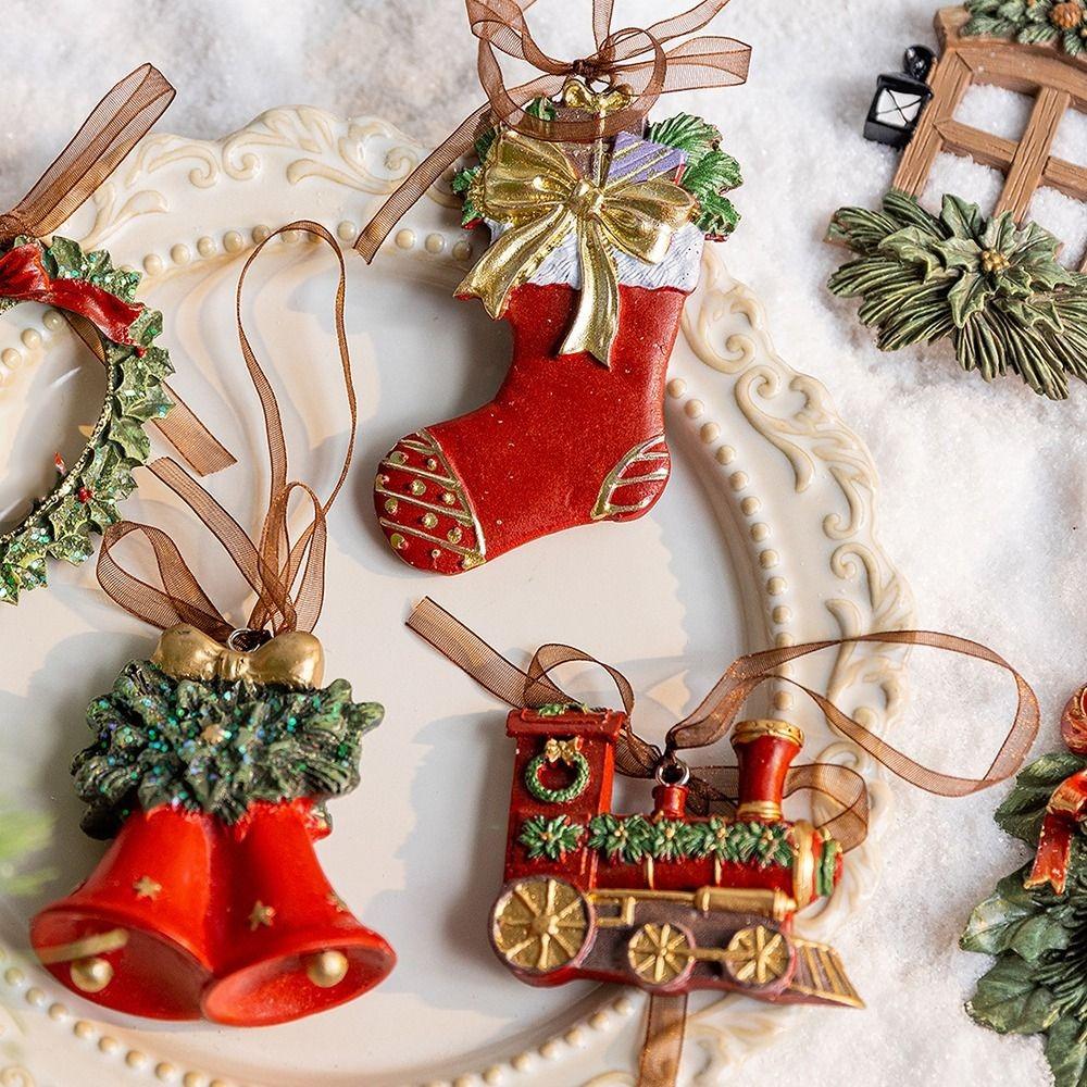 Painted Christmas Tree Decoration Pendant DIY Christmas Hanging Ornament Xmas Party Supplies