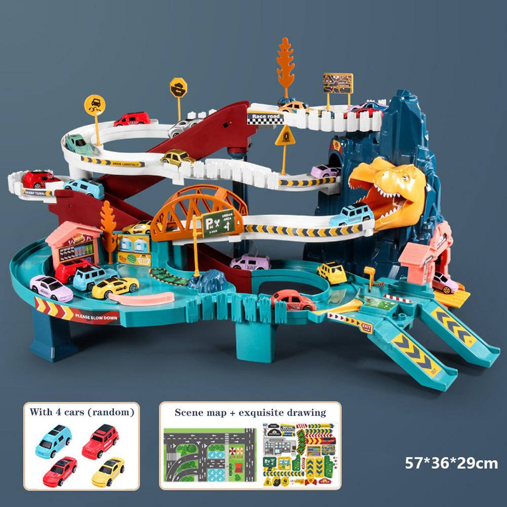 Vehicle Parking Lot Set Vehicle Pretend Play Car With Road Track And Sound & Light Effect Kids Puzzle Playful Toy For 4-6 Years Old Kids