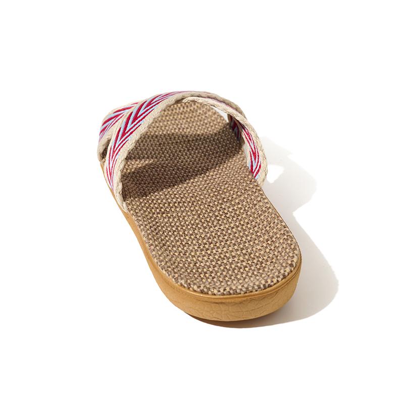 Women's Linen Slippers Lightweight House Shoes, Simple Slip On Open Toe Indoor Slippers for Comfortable Home Wear