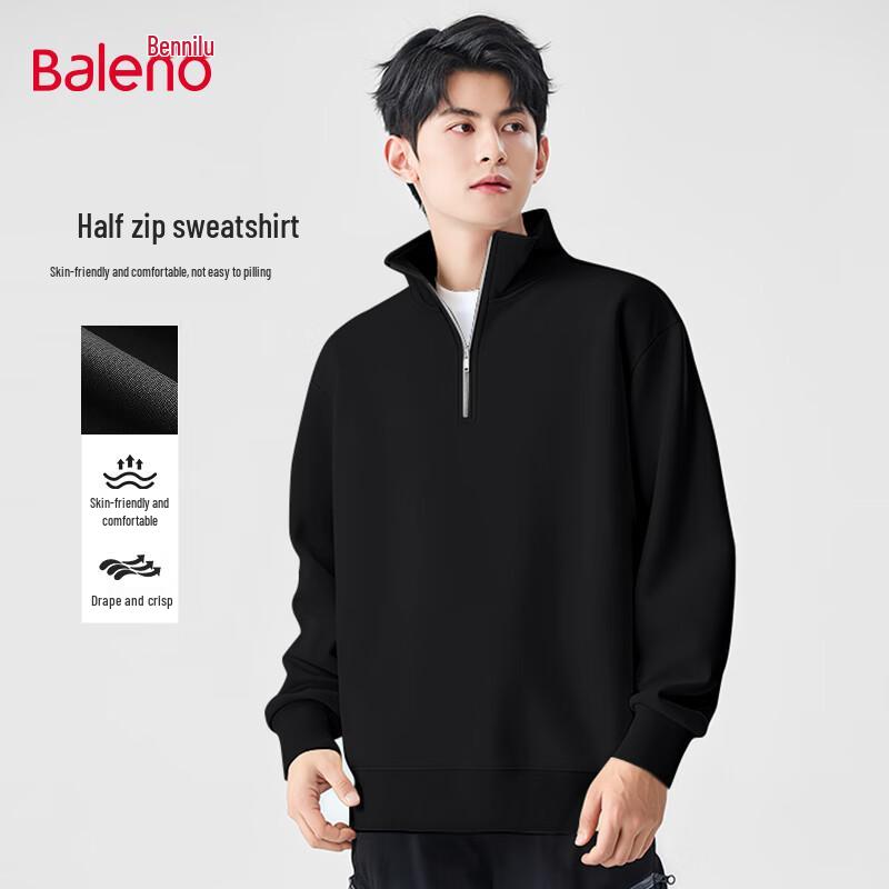 Baleno Heren Sweatshirt met Opstaande Kraag en Halve Rits
