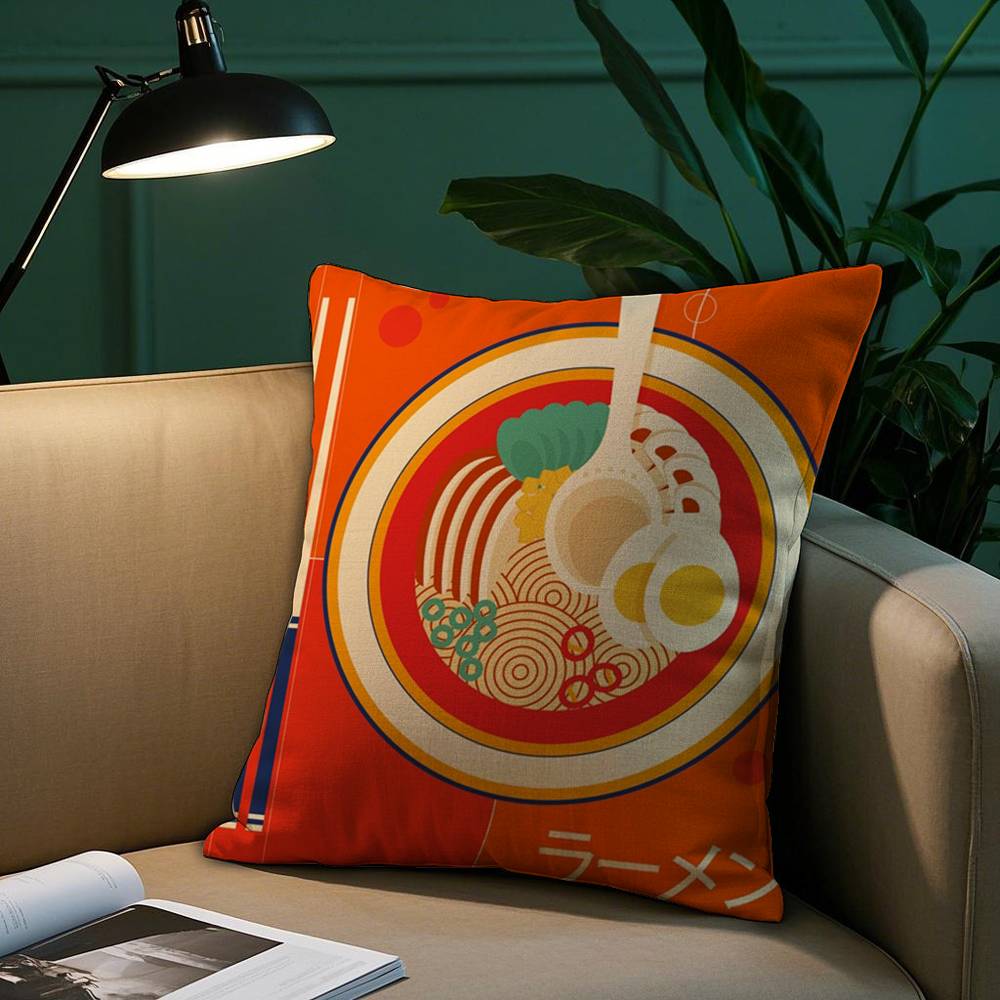 Japanese Style Food Pillow Case Plush Fabric Soft Pillowcase Double Sided Print Sofa Cushion Cover Throw