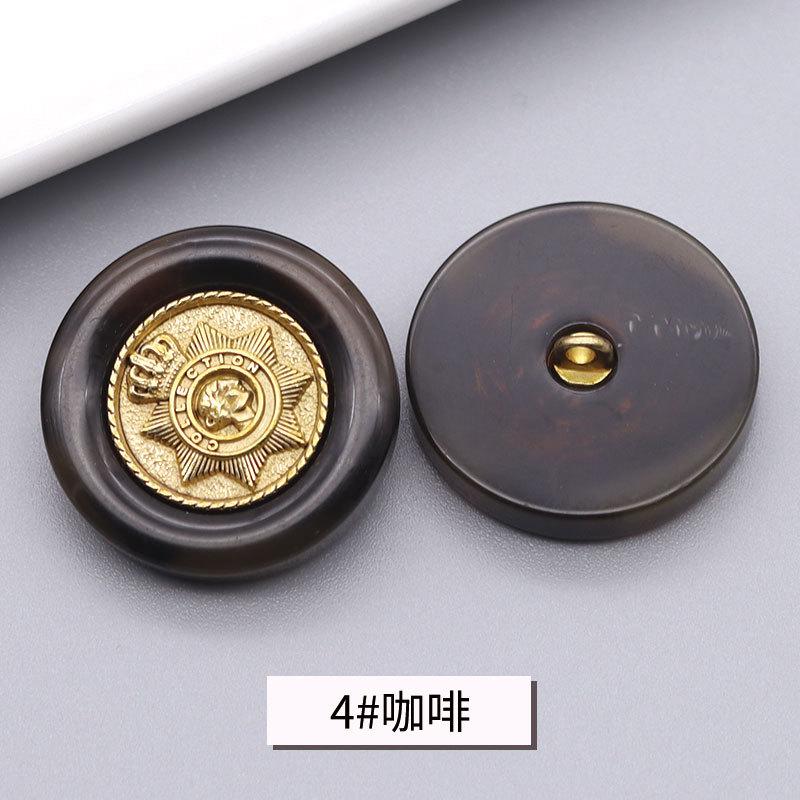 

5 шт. Смола Метал Двогудзиковий Вінтажне Золото Універсальний Ґудзик для Піджака Светра Вовняного Пальта Вітрівки Костюма 4 #Coffee * 28L = 18.0 MM * Round