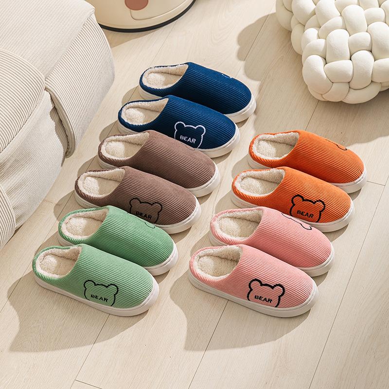 2025 autumn and winter new cotton slippers home indoor non-slip cartoon plush warm couple shoes