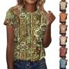 Women Casual Printed Loose Fit Short Sleeve Top Lightweight Summer Blouse Comfortable Daily Wear