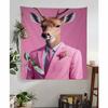Charming Pink Animal with Glasses Anime Tapestry Hippie Flower Wall Carpets Dorm Decor Wall Hanging Home Decor