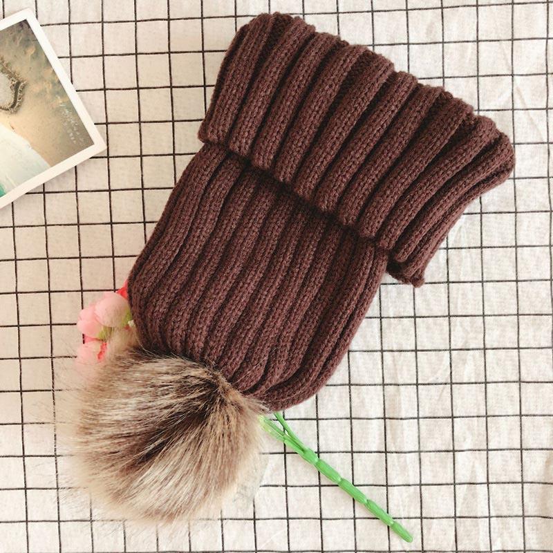 Cozy Womens Winter Hat With Fluffy Pom-pom And Stylish Folded Cuff Design