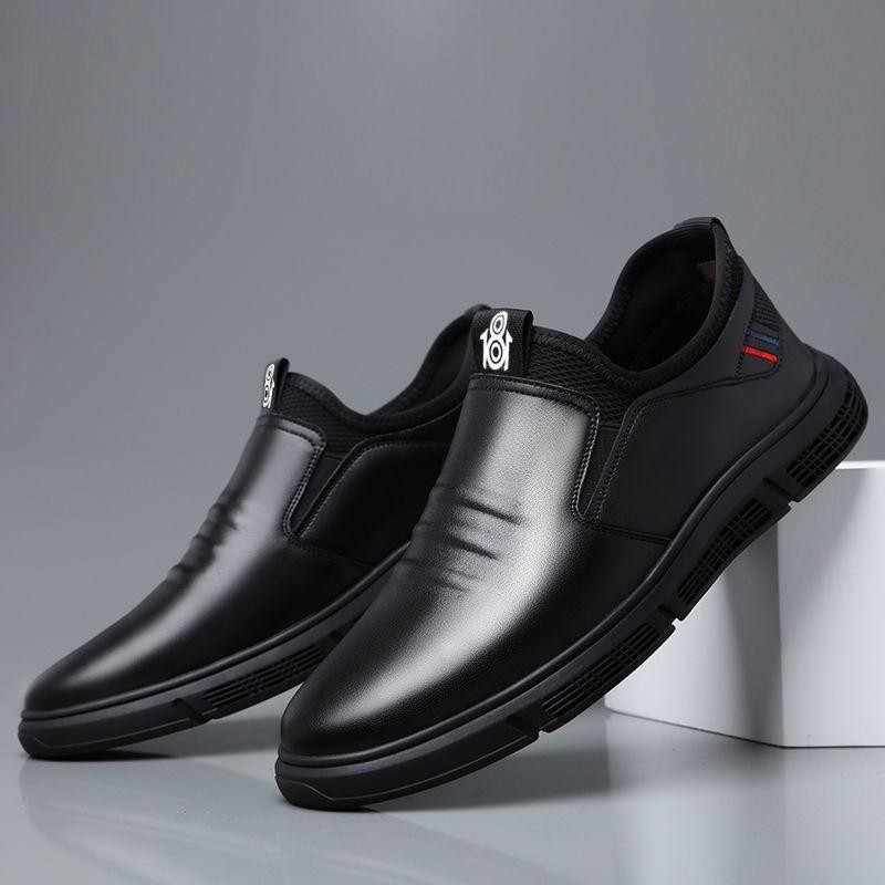 Men's shoes new casual soft leather fashion leather shoes breathable soft sole driving beanie shoes men's casual