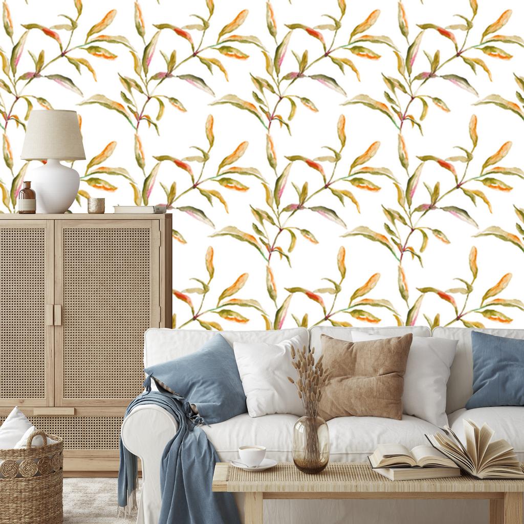 Watercolor Leaves Wallpaper for Living Room and Bedroom 50x1000