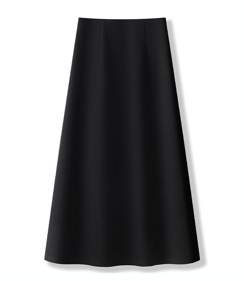 Women's Dark Grey Cashmere A-line High Waist Long Skirt - Spring/Autumn 2026 Woolen Half Umbrella Skirt