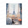 Adorabili gatti guardano il paesaggio, stampe artistiche su tela, quadri del viaggio a Firenze, montagna Fuji, Parigi, Grecia, poster